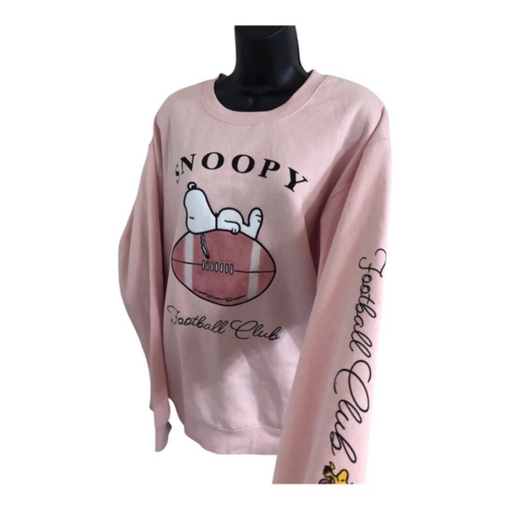Peanut’s Snoopy football club graphic print pink sweatshirt‎ size medium new - Picture 6 of 15
